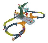 Thomas & Friends Motorized Train Set, Talking Cranky Delivery Set, Battery Powered Toy Train & Crane with Songs & Sounds, UK English Version, HRB37