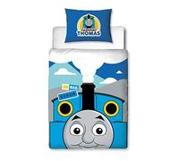 THOMAS & FRIENDS Offical Childs Toddler Cot Bed Duvet Cover | Peekaboo Thomas the Tank Engine Reversible 2 Sided bedding with Matching Pillowcase, Polycotton, Blue
