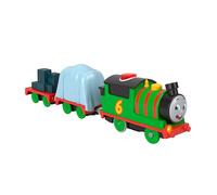 Thomas & Friends Talking Motorized Percy Battery-Powered Engine | Battery-Powered Motorized Percy Engine Includes 2 Cargo Cars & Play Pieces, Interacts with other Talking Engines, HWY32