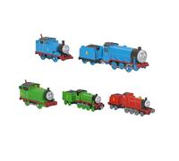 Thomas & Friends Toy Trains by Fisher-Price, 2 Large Die-Cast Engines & 3 Motorized Trains with Classic Characters, Includes Playmat, JHF10