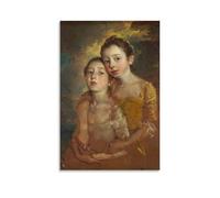 Thomas Gainsborough-Daughters with A Cat Classic Masterpiece Poster Decorative Painting Canvas Wall Art Living Rooms Bedroom Painting 24x36inch(60x90cm)