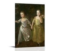 Thomas Gainsborough Prints The Painter's Daughters Chasing A Butterfly (1756) Wall Art Cool Artworks Painting Wall Art Canvas Prints Hanging Picture Home Decors Gift Idea Frame 08x12inch(20x30cm)