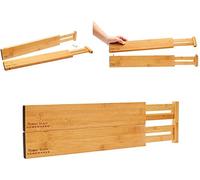 Thomas Grace Homewares Bamboo Kitchen Drawer Divider Organizer Stackable for Deep Drawers. Set-of- 4 Spring Loaded Dividers that are Expandable & Adjustable.