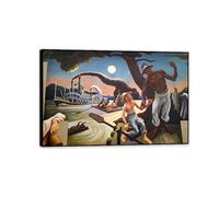 Thomas Hart Benton Paintings Wall Art A Social History of the State of Missouri Classic Art Reproductions Thomas Hart Benton Canvas Poster for Living Room Home Wall Decor90x60cm(35x24in)Black Frame