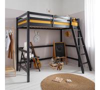 Thomas High Sleeper Cabin Bed in Anthracite with Reversible Ladder - Solid Pine, Fits Standard Single Mattress