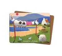 Thomas Joseph Hand Wash Only Table Mat - Sheep Gift - Printed 4mm Thick Cork Backed Hardboard Placemat - 290mm x 215mm - 1 Piece