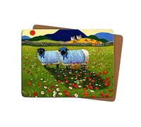 Thomas Joseph How Do Ewe Deux Table Mat - Sheep Gift - Cork Backed Hardboard Placemat - 290mm x 215mm - 1 Piece
