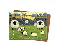 Thomas Joseph Joys of Spring Table Mat - Sheep Gift - Printed 4mm Thick Cork Backed Hardboard Placemat - 290mm x 215mm - 1 Piece
