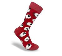 Thomas Joseph Sheep Socks Bright Funky Patterned Pair of Socks for Men and Women (Large, Red, UK Size 8-12, 1 Pair)