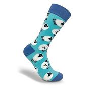 Thomas Joseph Sheep Socks Bright Funky Patterned Pair of Socks for Women Men Large Turquoise UK Size 8-12