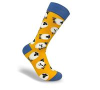 Thomas Joseph Sheep Socks Bright Funky Patterned Pair of Socks for Women Men Small Yellow UK Size 4-8