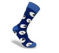 Thomas Joseph Sheep Socks Bright Funky Patterned Pair of Socks Small Blue Colourful Cotton Blend UK Size 4-8