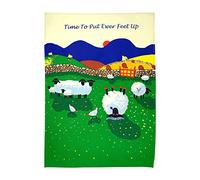 Thomas Joseph Tea Towel, 100% Cotton, Time to Put Ewer Feet up Sheep Design, Machine Washable, 48 x 74cm