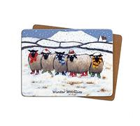 Thomas Joseph Winter Woollies Table Mat - Sheep Gift - Cork Backed Hardboard Placemat - 290mm x 215mm - 1 Piece