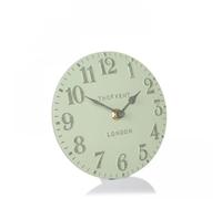 Thomas Kent Arabic Pearl Green Mantel Clock - 15x15x5cm (6x6x2 Inch) - Soft Green Dial with Contrasting Stone Effect Numerals and Hands - Quartz Movement with Silent Sweep