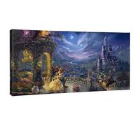 Thomas Kinkade Disney Beauty and The Beast (Beauty & the Beast Dancing in the Moonlight, 16" x 31")