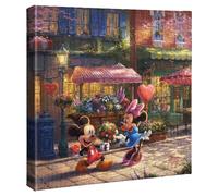 Thomas Kinkade Disney Mickey and Minnie Sweetheart Cafe 14 x 14 Gallery Wrapped Canvas