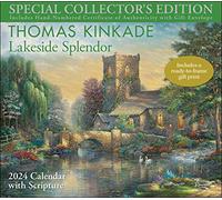 Thomas Kinkade Special Collector's Edition with Scripture 2024 Deluxe Wall Calendar with Print: Lakeside Splendor