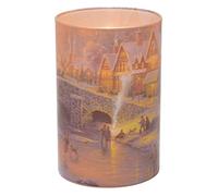 Thomas Kinkade Spirit of Christmas Flameless LED Glass Pillar Candle, 4 x 6 Inch