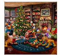 Thomas Kinkade Studios Disney Disney Mickey and Minnie Trimming the Tree 14" x 14" Gallery Wrapped Canvas | Frameless Wall Art | Canvas Art | Certificate of Authenticity Included