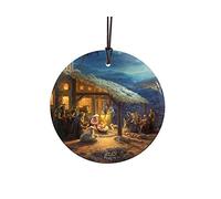 Thomas Kinkade - The Nativity - 3.5" Starfire Prints Hanging Glass Print Accessory - Ideal Decoration for Gifting and Collecting