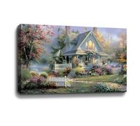 Thomas Kinkdade Painting Village Inn Kinkade Wall Art Framed Canvas Art Ready to Hang