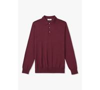 THOMAS MAINE Mens Long Sleeve Merino Knit Polo Shirt In Bordeaux Melange Mens Clothing Size: XXL, Colour: Red Fabric