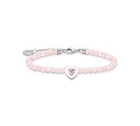 Thomas Sabo Womens Silver & Rose Quartz Heart 925 Sterling-silver and Rose-quartz Beaded Bracelet M/l