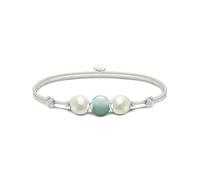 Thomas Sabo 2 Bracelet Karma Secret with Green Aventurine Bead and White Freshwater Pearls 925 Sterling Silver, Nylon A2119-010-7