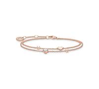 Thomas Sabo 2 Bracelet with Hearts and White Stones Rose Gold 925 Sterling Silver, 18k Rose Gold Plating A2057-416-14