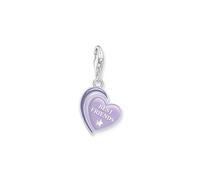Thomas Sabo 2 Charm Pendant Best Friends with Violet Cold Enamel Silver Blackened 925 Sterling Silver, Blackened, Cold Enamel 2046-664-13