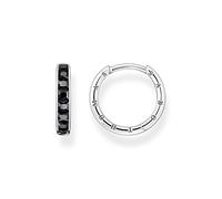 THOMAS SABO 2 Hoop earrings black stones pavé silver 925 Sterling Silver, Blackened CR668-643-11