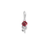 Thomas Sabo 2 Silver Blackened Charm Pendant in red Rose Design 925 Sterling Silver, Blackened, Cold Enamel 2076-664-10