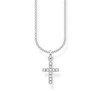 Silver Cross Short Necklace 38cm KE2069-051-14-L38v