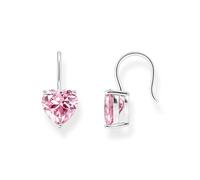 Thomas Sabo 925 Sterling Silver Pink CZ Heart Dangle Earrings H2288-051-9 One Size Fits All Sterling Silver Cubic Zirconia, one size, Sterling Silver, Cubic Zirconia
