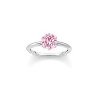 Thomas Sabo 925 Sterling Silver Ring with Pink Brilliant-Cut Stone, Women's Ring TR2474-051-9-50