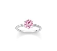 Thomas Sabo 925 Sterling Silver Ring with Pink Brilliant-Cut Stone, Women's Ring TR2474-051-9-60
