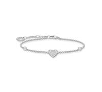Thomas Sabo Sterling Siver Silver Zirconia Pave Heart Bracelet A1992-051-14-L19v - Sterling Silver