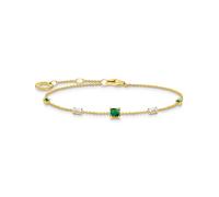 Thomas Sabo Charm Club Charming Sterling Silver Gold Plated Green And White Stones Bracelet - Sterling Silver / Gold Plated / Stone / Zirconia