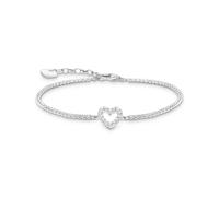 THOMAS SABO Silver Tennis Bracelet with Heart and White Stones - Elegant Bracelet Made of 925 Silver