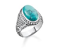 Thomas Sabo Arizona Turquoise Silver Signet Ring TR2241-878-17 - Size 52