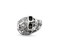 THOMAS SABO Bead skull with lily 925 Sterling Silver, Blackened