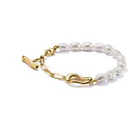 Thomas Sabo Bold Elegance 18ct Yellow Gold Plated Cultured Freshwater Pearl Chain Bracelet
