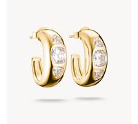 Thomas Sabo Bold Elegance Silver 18 Carat Gold Plated Zirconia yellow gold Hoop Earring CR759-414-14 | Acotis - Sterling Silver / 18 Carat Gold Plated / Zirconia