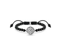 THOMAS SABO Elements of Nature A2009-704-11-L22V Men's Bracelet Silver Black Obsidian Pearls Blackened 925 Sterling Silver Elements Length 15-22 cm, 15-22 cm, Gemstone Sterling Silver Nylon, No