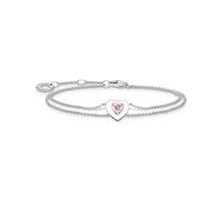 Thomas Sabo Bracelet Heart with Pink Stone Silver 925 Sterling Silver, Cold Enamel A2091-041-9