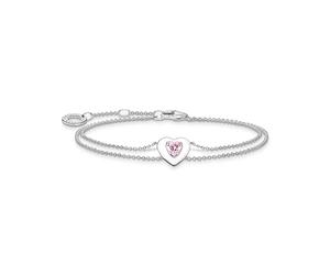 Thomas Sabo Bracelet Heart with Pink Stone Silver 925 Sterling Silver, Cold Enamel A2091-041-9