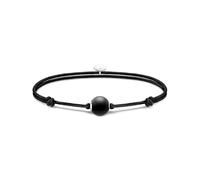 Thomas Sabo Bracelet Karma Secret with Black Obsidian Bead matt 925 Sterling Silver, Nylon A2101-172-11