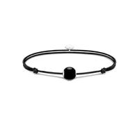 Thomas Sabo Bracelet Karma Secret with black obsidian Bead polished 925 Sterling Silver, Nylon