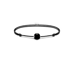 Thomas Sabo Bracelet Karma Secret with black obsidian Bead polished 925 Sterling Silver, Nylon
